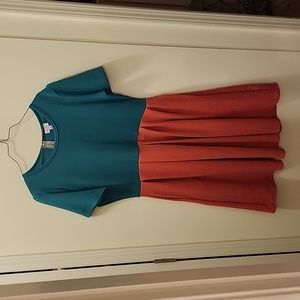 LuLaRoe Teal and Coral Dress